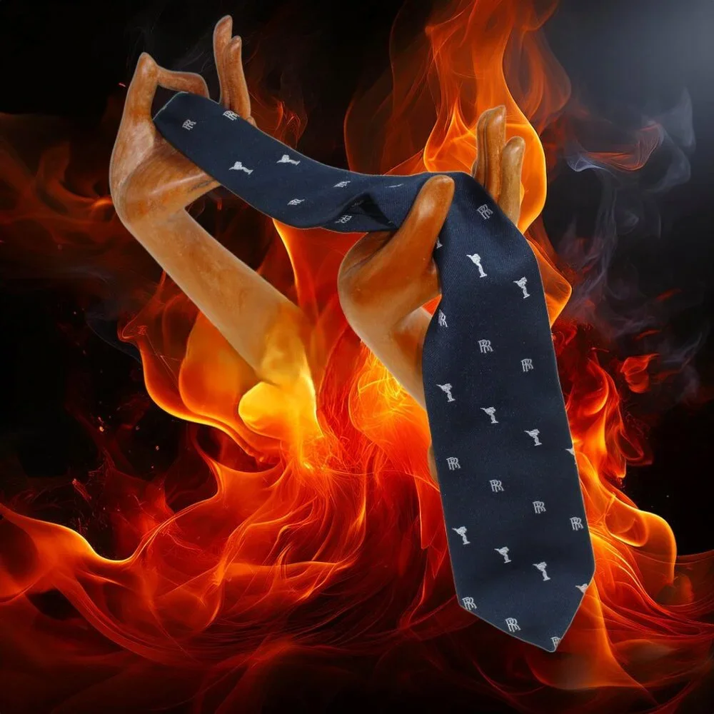 Rolls-Royce Men’s Navy Blue Luxury Designer Necktie | Iconic R R Patt - Picture 5 of 8